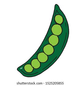 Illustration vector of peas in a pod drawing.