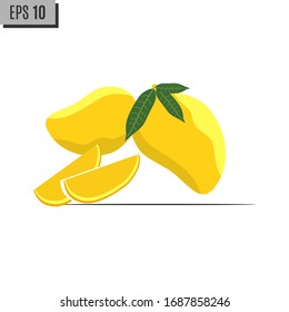 Vector de ilustración de mango maduro pelado sobre fondo blanco