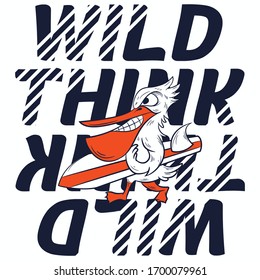 illustration vector pelican cartoon fashion design with text