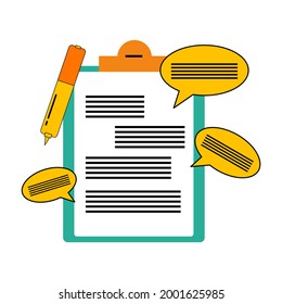 Ilustración lápiz vectorial y diseño de arte de concepto de negocio de documentos, símbolo de icono accesorio de oficina