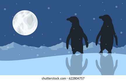 Illustration vector of penguin scenery
