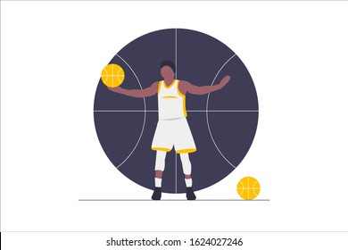 Illustration Vector of People play basketball flat design Perfect for web design,banner,Presentation design eps 10