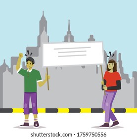 Illustrationsvektor von Menschen, die in der Stadt protestieren