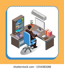 Illustration of vector people working in office