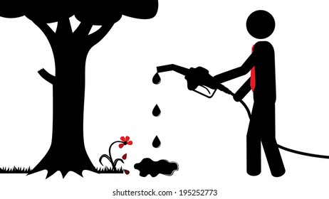 Illustration (vector) of a person that is polluting the nature.