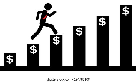 Illustration (vector) of a person that is running on a graphic.
