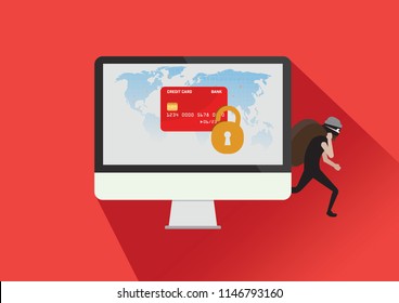 Illustration vector, Phishing scam credit card