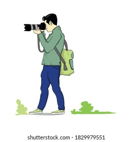 Illustration vector of photographer in nature