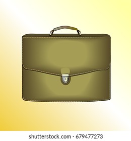 Illustration, vector, picture, portfolio, accessory, college, office, business, retro, briefcase, case, work, isolated, education, design, object, professional, color
