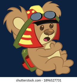 Illustration vector pilot teddy bear with suit and background for fashion design or other products.