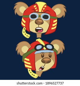Illustration vector pilot teddy bear with suit and background for fashion design or other products.
