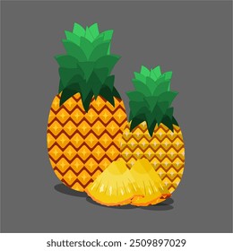 illustration vector pineapple Sweet fruit for summer time