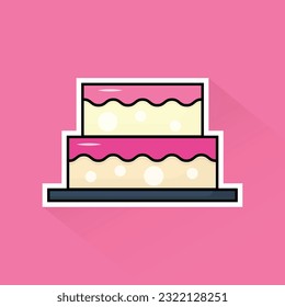 Illustration Vector of Pink Cake in Flat Design