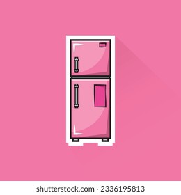 Illustration Vector of Pink Fridge in Flat Design