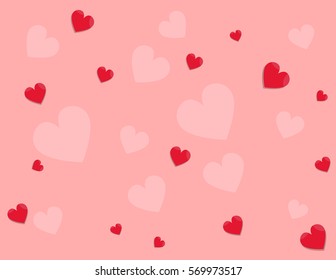 Illustration vector of pink and red heart symbol background on Valentine's theme. 