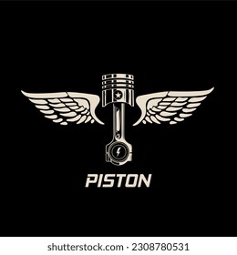 illustration vector of piston with wings,vintage design perfect for print,etc