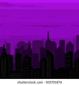 Illustration Of Vector Pixel City.