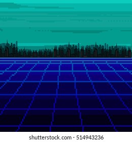 Illustration Of Vector Pixel City.