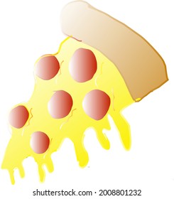 Vector de ilustración de pizza con queso fundido y salchichas 
