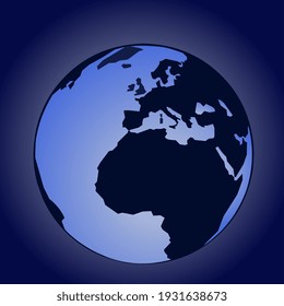 An illustration of Vector planet Earth . Flat planet Earth icon.Design Vector illustration World  for web banner, web and mobile, infographics. Vector Earth icon graphic. Vector icon on Gradient blue 