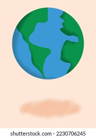 Illustration vector planet earth grainy texture