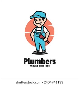 Illustration Vector Plumber Mascot Cartoon Logo Style.