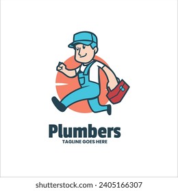 Illustration Vector Plumber Mascot Cartoon Logo Style.