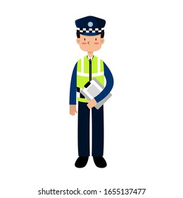 ILLUSTRATION VECTOR POLICE ARE REGULATING TRAFFIC WITH BRINGING NOTES