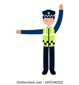 ILLUSTRATION VECTOR POLICE ARE REGULATING TRAFFIC