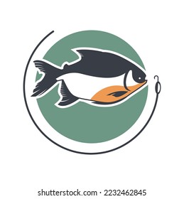 Illustration vector of pomfret fish with flat design style good for restaurant or fishing club logo design template