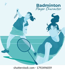 Illustration vector of poster badminton girl playing