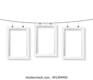 Illustration of Vector Poster Frame Mockup Set. Realistic Vector EPS10 Paper Poster Set Isolated on White Background