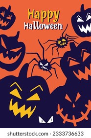 Illustration, vector poster, leaflet, invitation to Halloween parties with traditional symbols.
