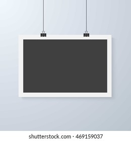 Illustration of Vector Poster Mockup. Realistic Vector EPS10 Dark Paper Poster on the Bright Wall