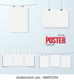 Illustration of Vector Poster Mockup Set. Realistic EPS10 Vector Paper Poster Set on Bright Background
