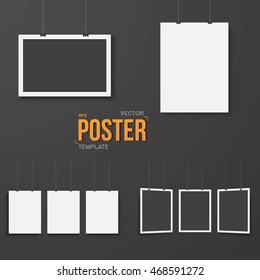 Illustration of Vector Poster Mockup Set. Realistic EPS10 Vector Paper Poster Set on Dark Background