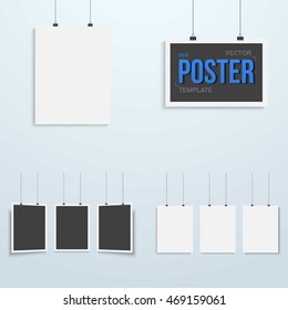 Illustration of Vector Poster Mockup Set. Realistic EPS10 Vector Paper Poster Set on Bright Background