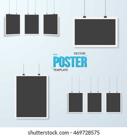 Illustration of Vector Poster Mockup Set. Realistic EPS10 Vector Paper Poster Set on Bright Background