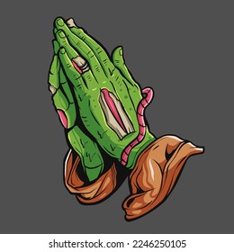 illustration vector of pray hand zombie