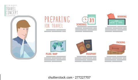Illustration vector preparing for travel flat style.