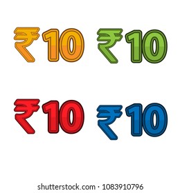 Illustration Vector of price 10 rupee, India currency
