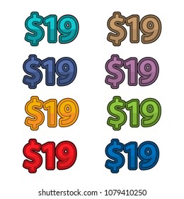 Illustration Vector of price 19 dollars