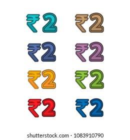 Illustration Vector of price 2 rupee, India currency