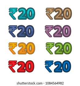 Illustration Vector of price 20 rupee, India currency