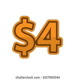 Illustration Vector of price 4 dollars