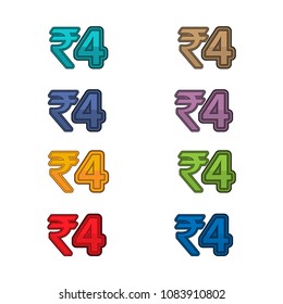 Illustration Vector of price 4 rupee, India currency