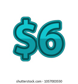 Illustration Vector of price 6 dollars