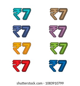 Illustration Vector of price 7 rupee, India currency