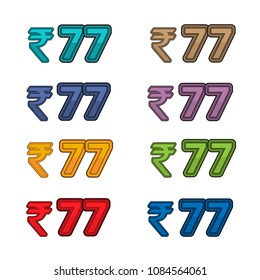 Illustration Vector of price 77 rupee, India currency