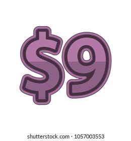 Illustration Vector of price 9 dollars